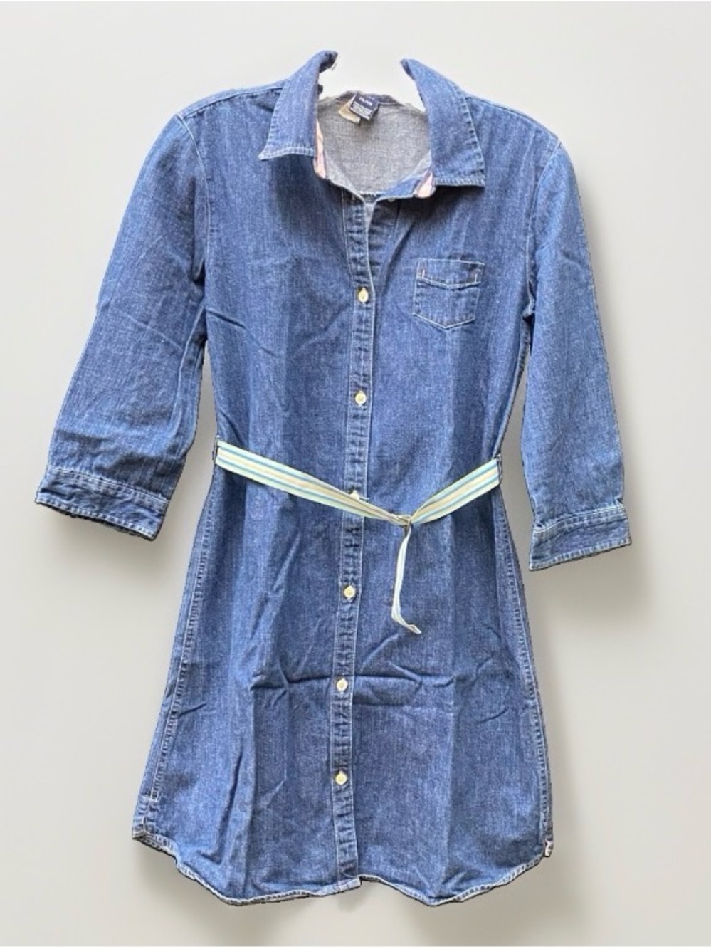 Vintage Gap Kids Denim Shirt Dress Girls XXL 14/16 Striped Belt Y2K